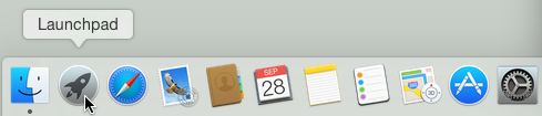 Showing the location of the Launchpad on the dock in OS X